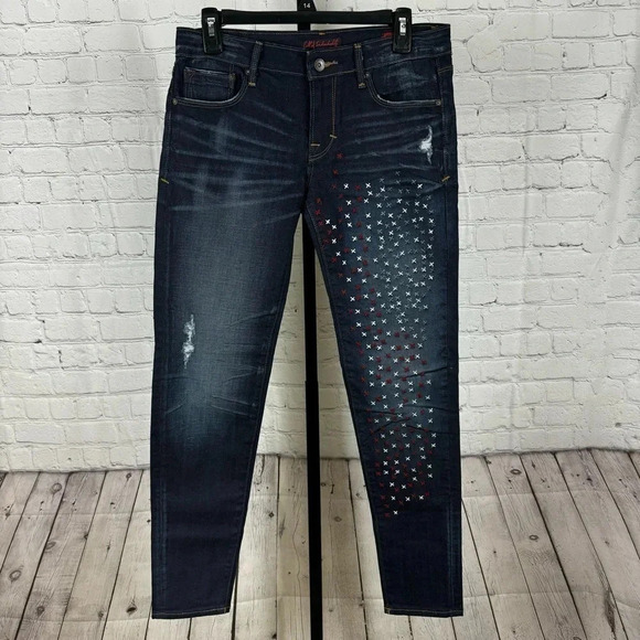Cult of Individuality American Flag Skinny Zen Slim Curvy Jeans Size 28 - Picture 1 of 9
